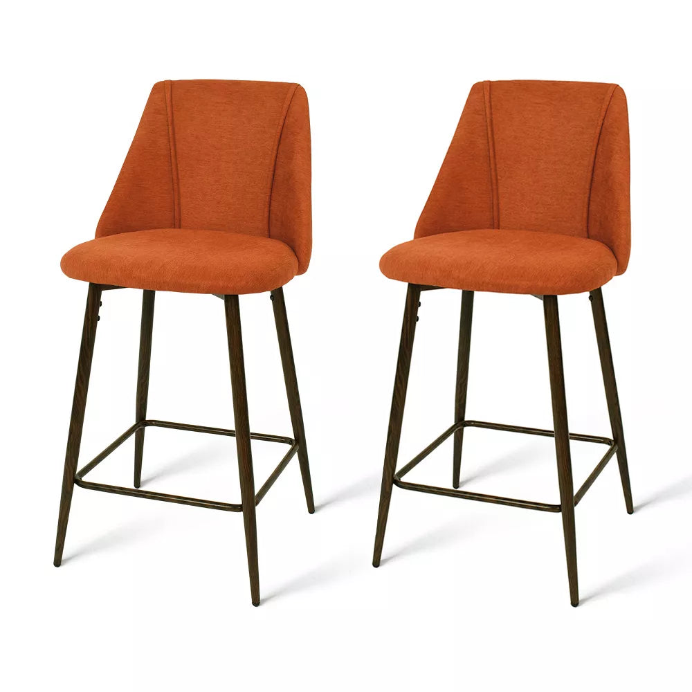 26" Chole Upholstered Counter Height stool Walnut Legs (Set Of 2)