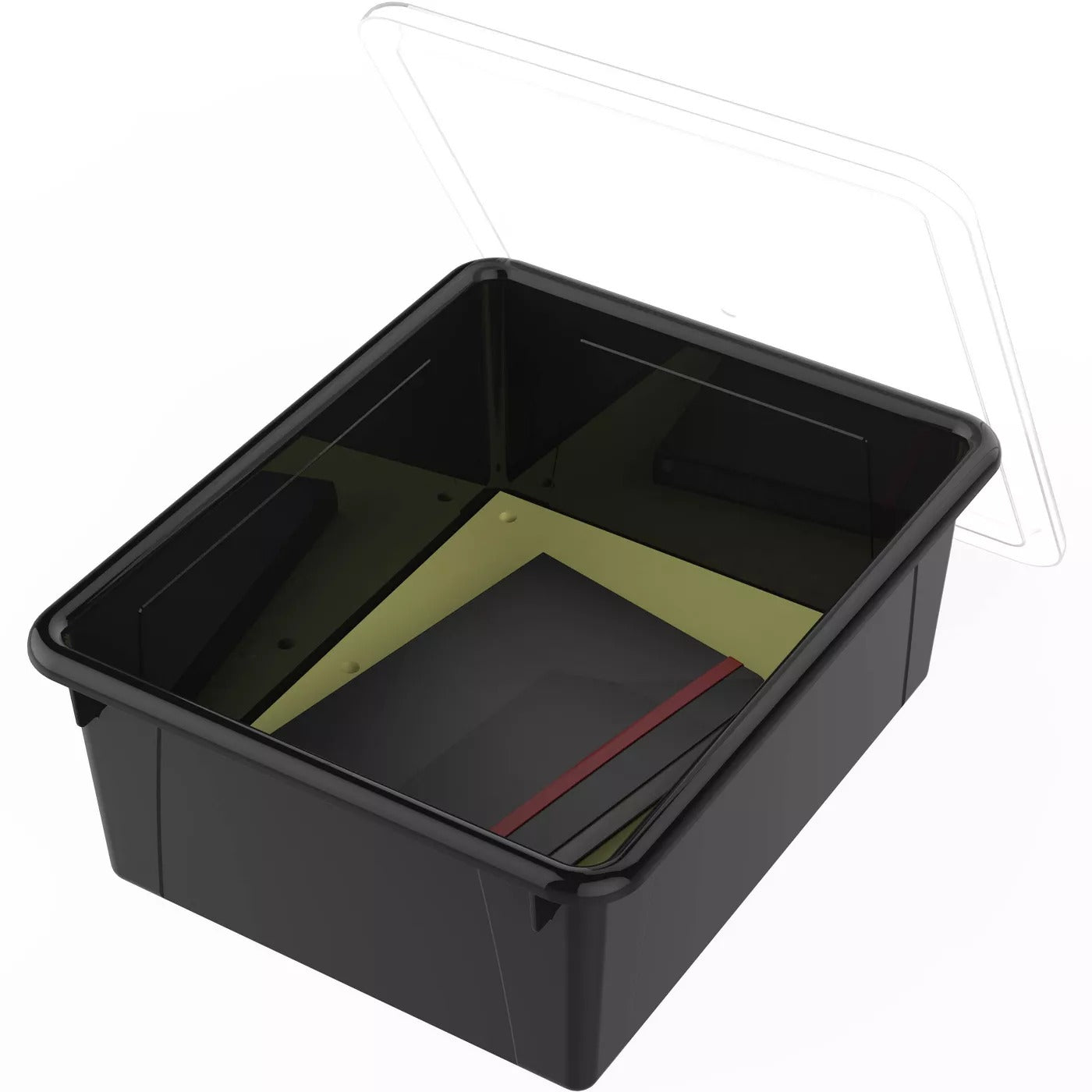 5pk Deep Storage Tray with Lid Black - Storex