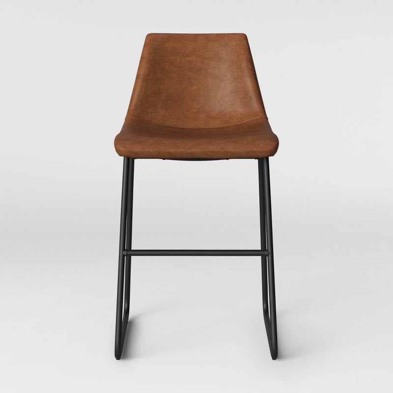 Bowden Upholstered Molded Faux Leather Counter Height Barstool