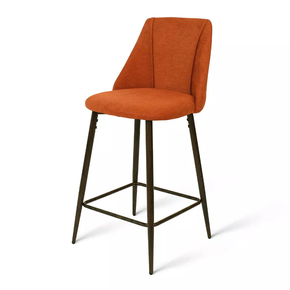 26" Chole Upholstered Counter Height stool Walnut Legs (Set Of 2)