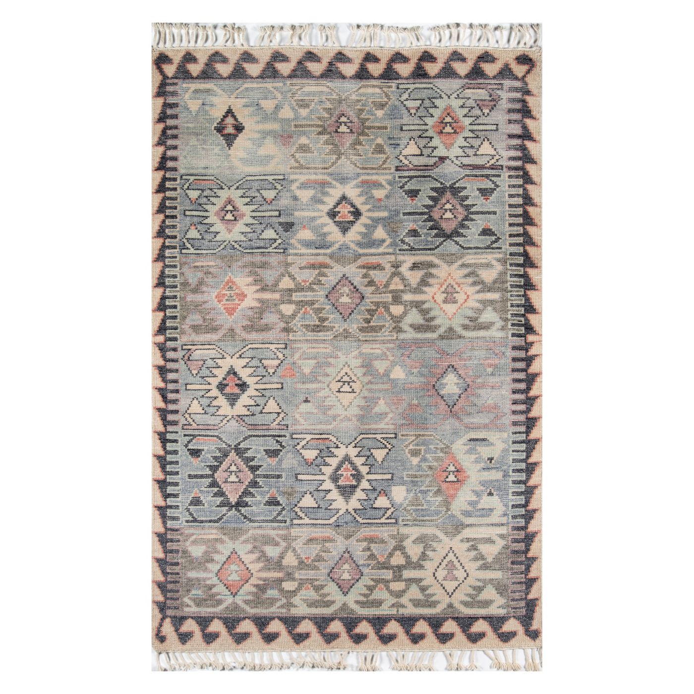 2'X3' Geometric Design Knotted Accent Rug Blue - Momeni K7305