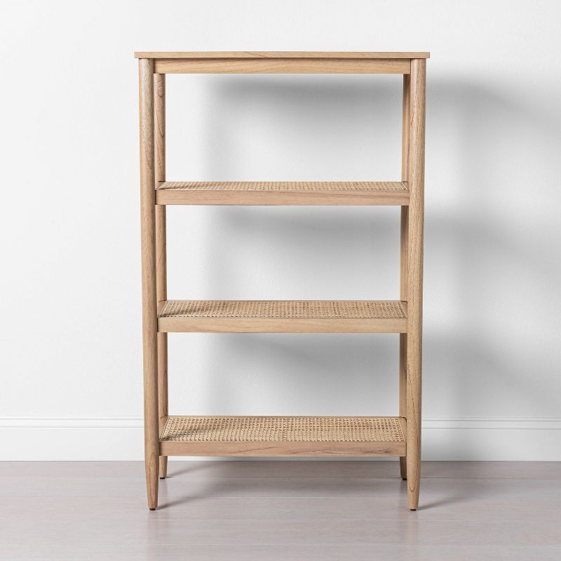 Wood & Cane Tall 4-Shelf Bookcase