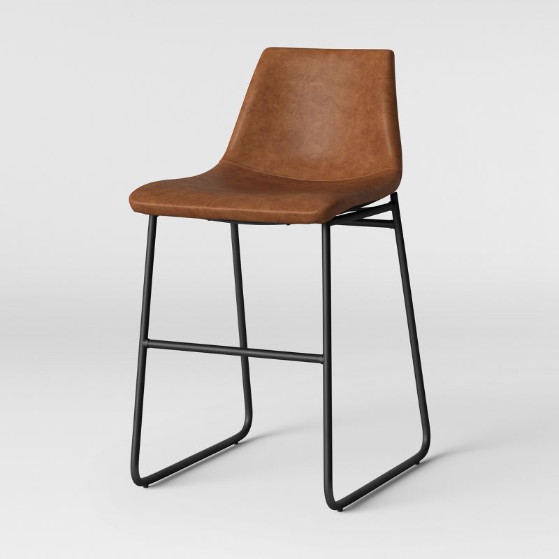 Bowden Upholstered Molded Faux Leather Counter Height Barstool