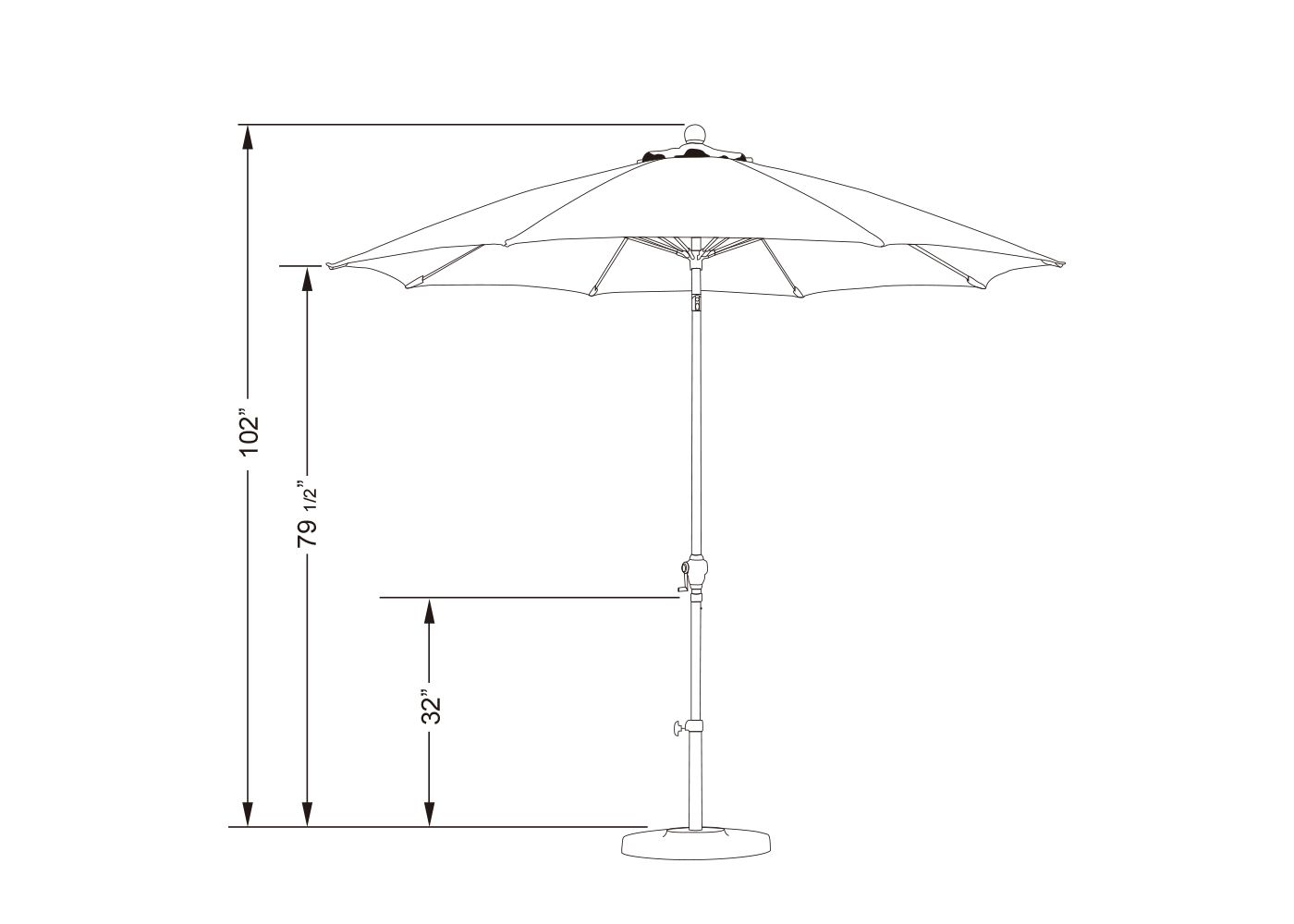 9' Aluminum Crank Lift Patio Umbrella  Dr170