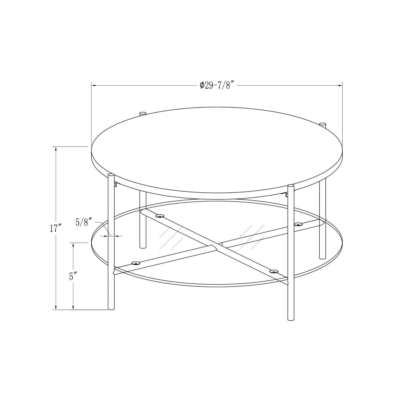 Round Modern Glam Coffee Table - #8485T