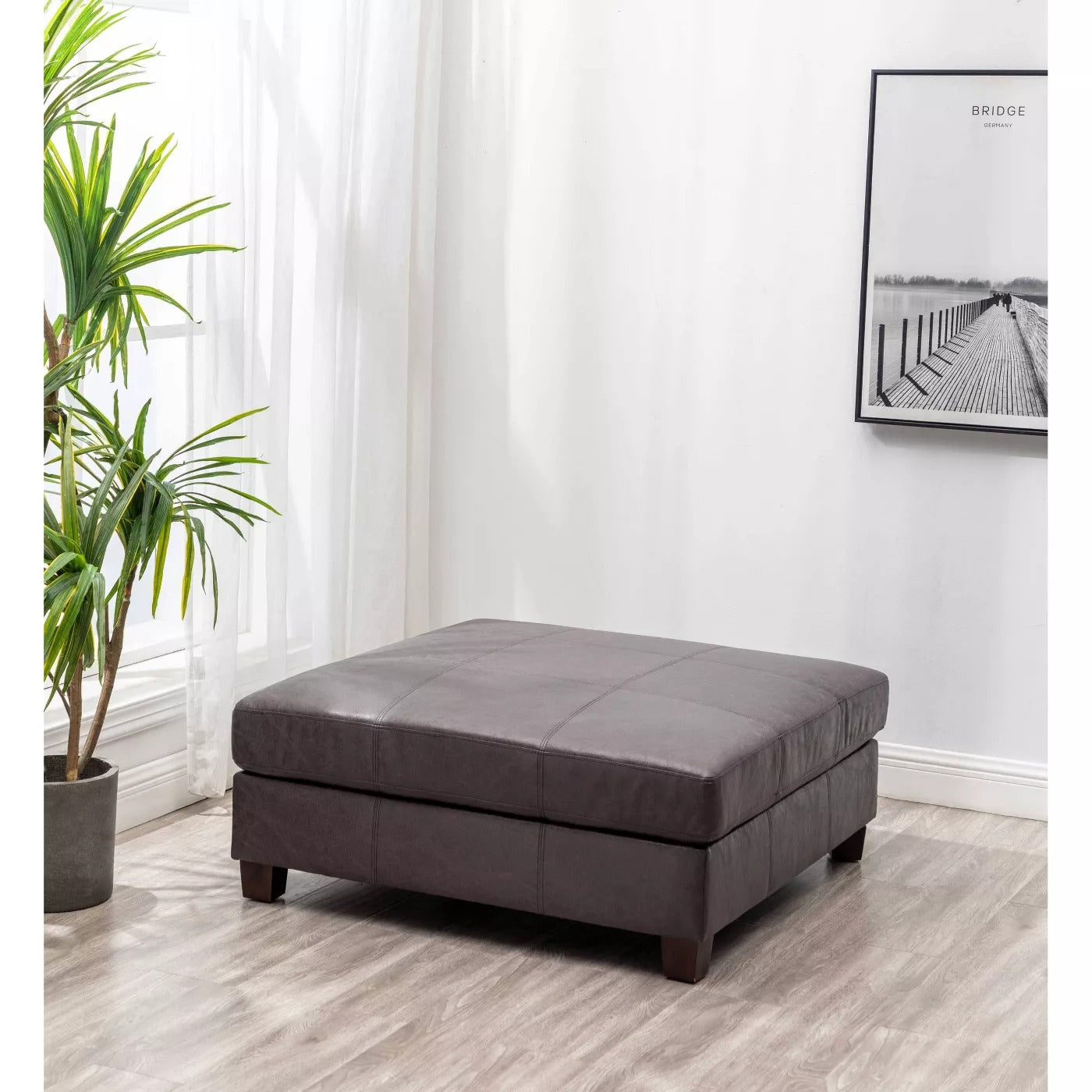40" Rectangle Ottoman with Pillowtop and Exposed Stitching - WOVENBYRD CA339
