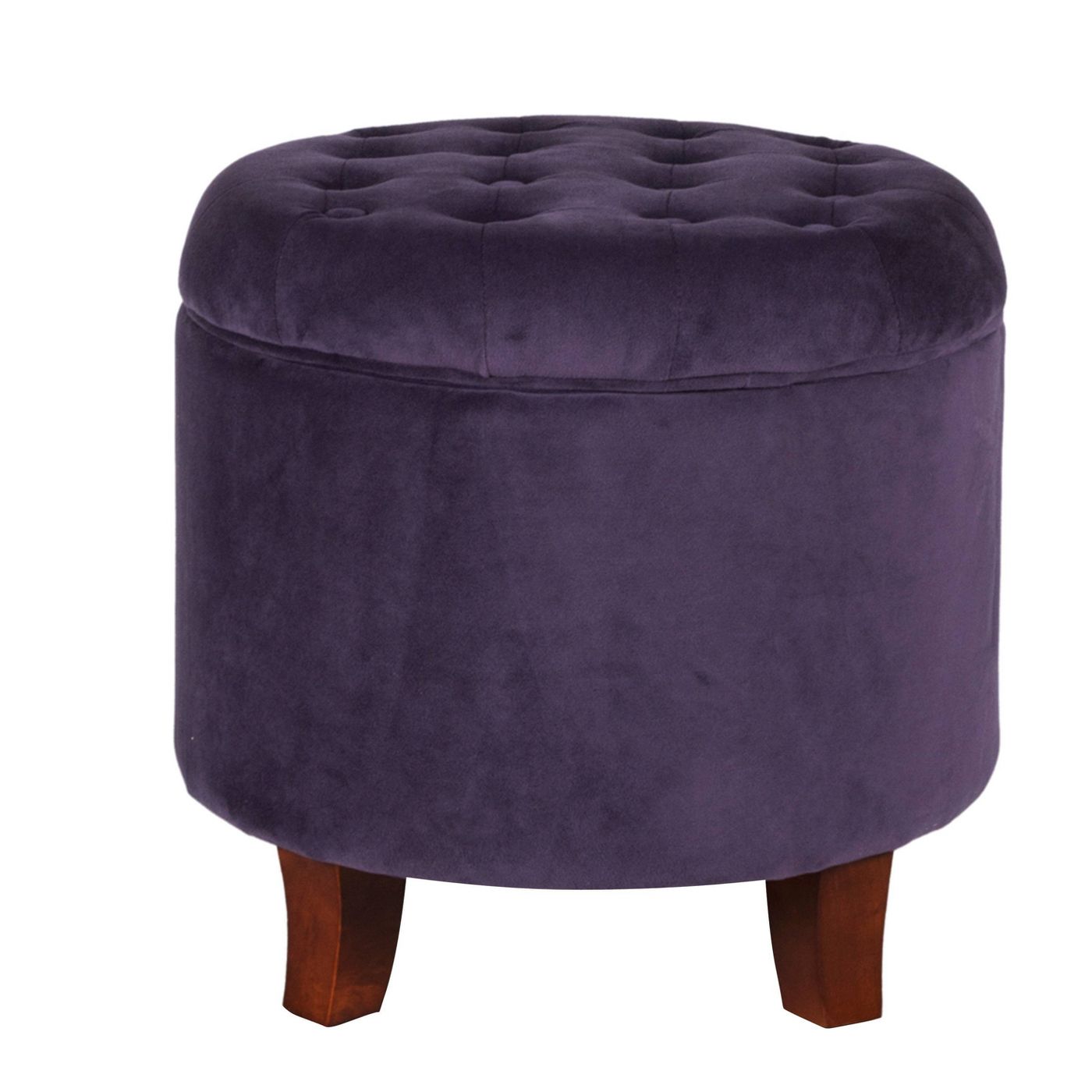 Round Tufted Storage Ottoman Purple 2012