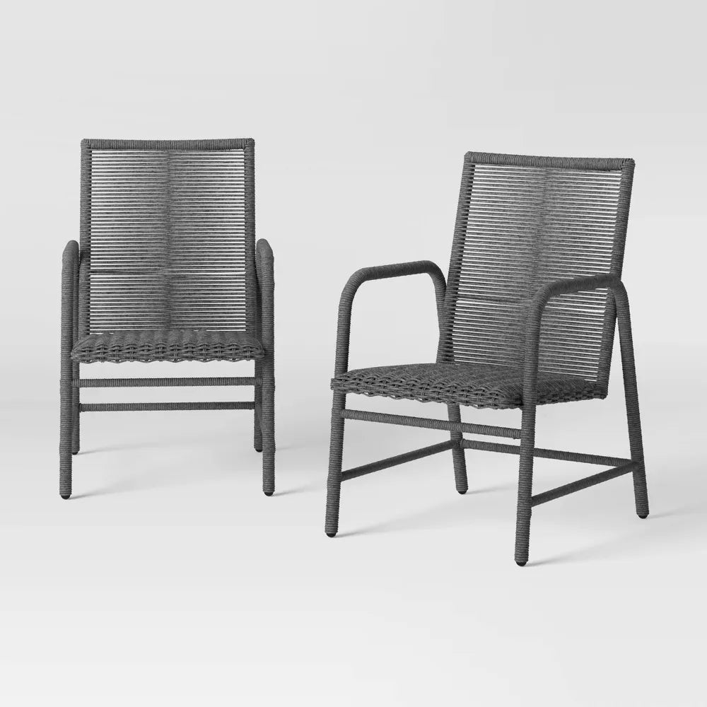 SET OF 2 Granby Padded Wicker Patio Dining Chair, 2 Boxes