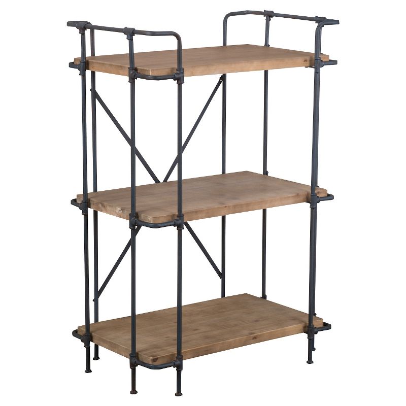 Yorktown 40.5" 3-Shelf Industrial Bookcase Brown