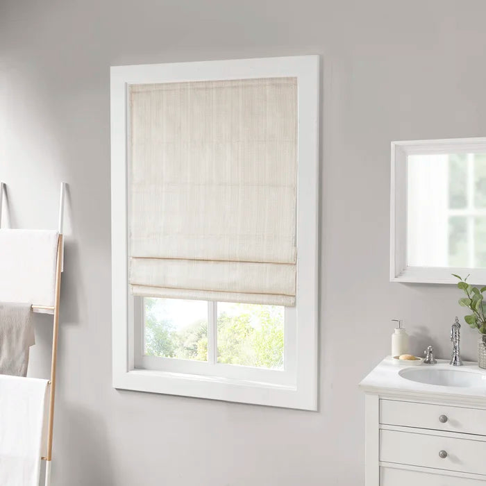 33"W x 64"L Ivory Galen Basketweave Room Darkening Roman Shade