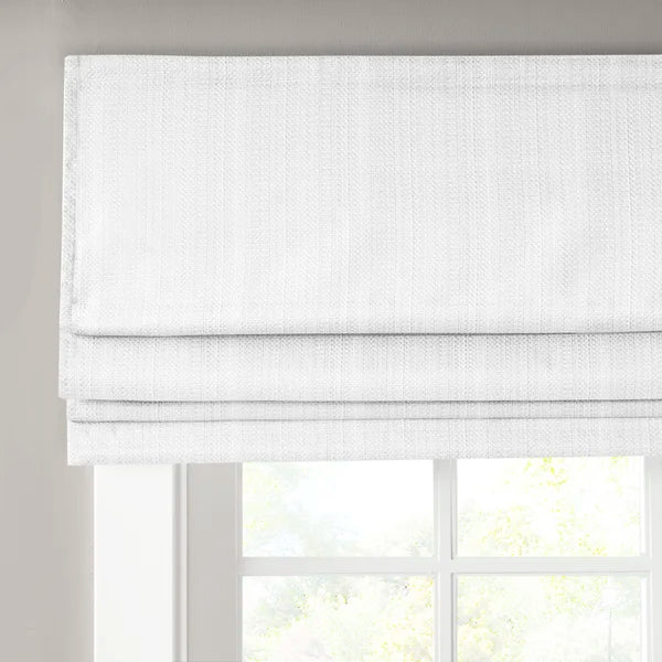 35"W x 64"L White Galen Basketweave Room Darkening Roman Shade