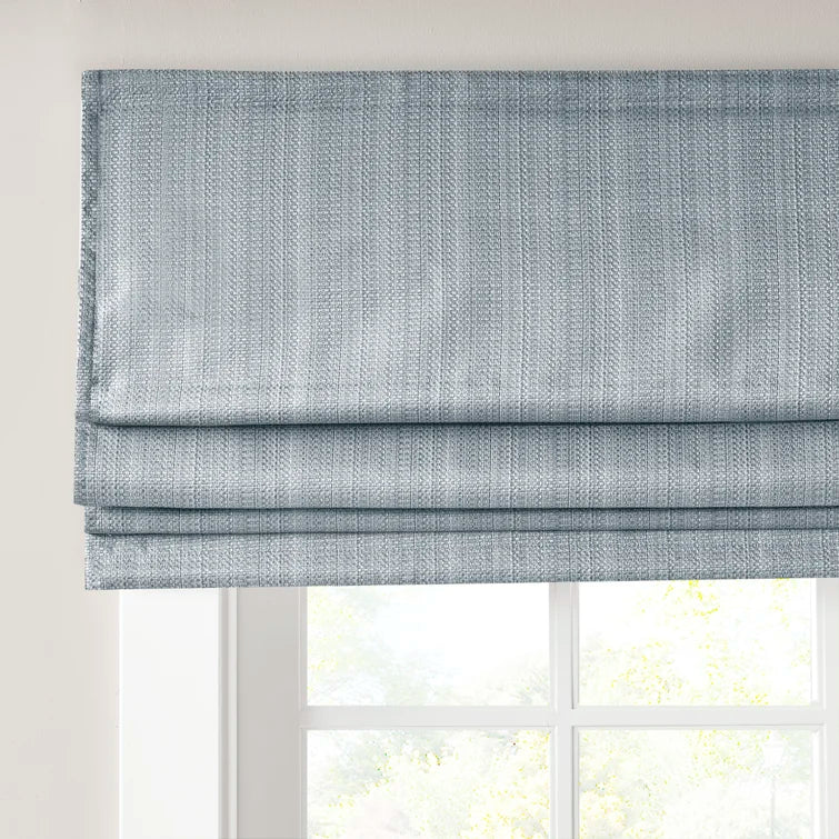 27"W x 64"L Blue Galen Basketweave Room Darkening Roman Shade