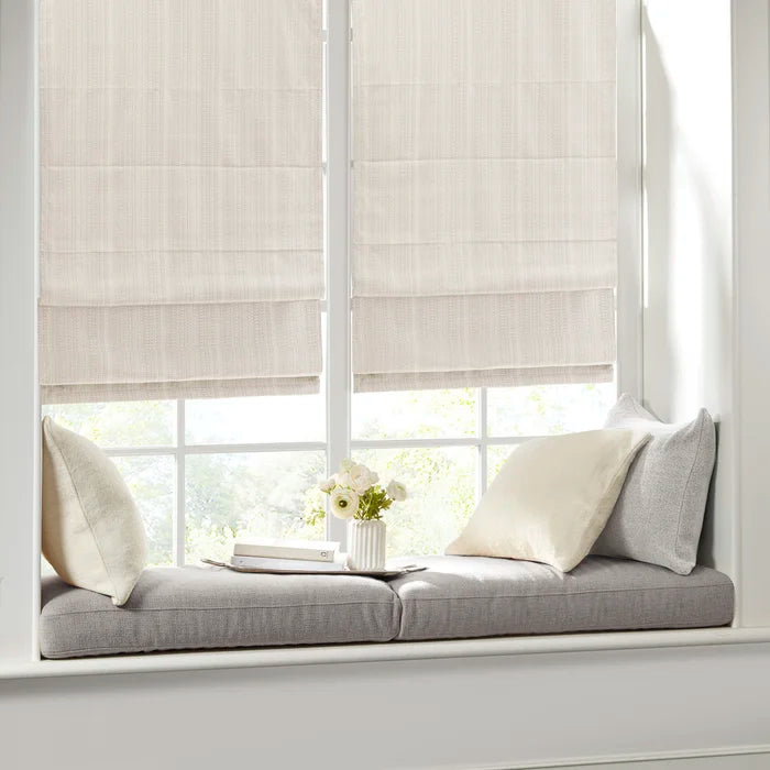 33"W x 64"L Ivory Galen Basketweave Room Darkening Roman Shade
