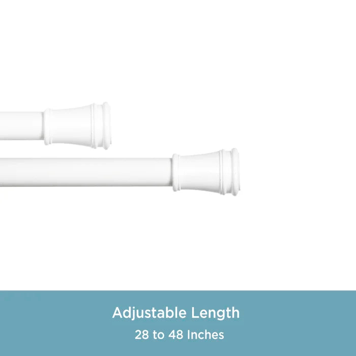 28" - 48" White Galo Twist & Fit No Tools Adjustable 0.63" Tension Rod