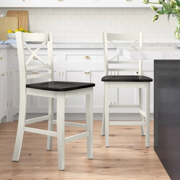 White Gamino Solid Wood Stool (Set of 2)