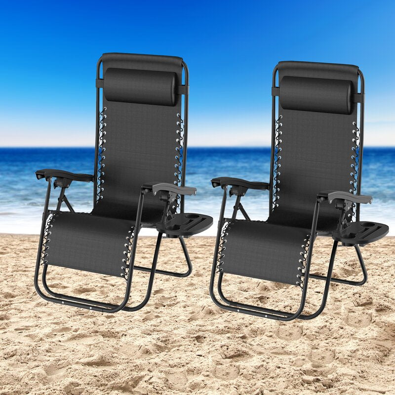 Black Garett Reclining Zero Gravity Chair with Cushion pt1251