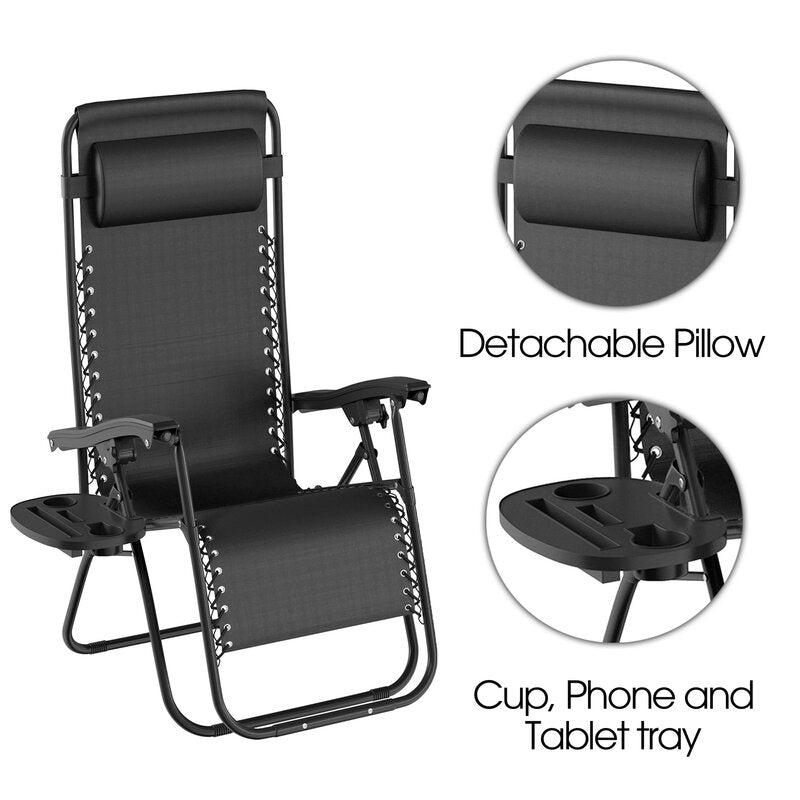 Black Garett Reclining Zero Gravity Chair with Cushion pt1251