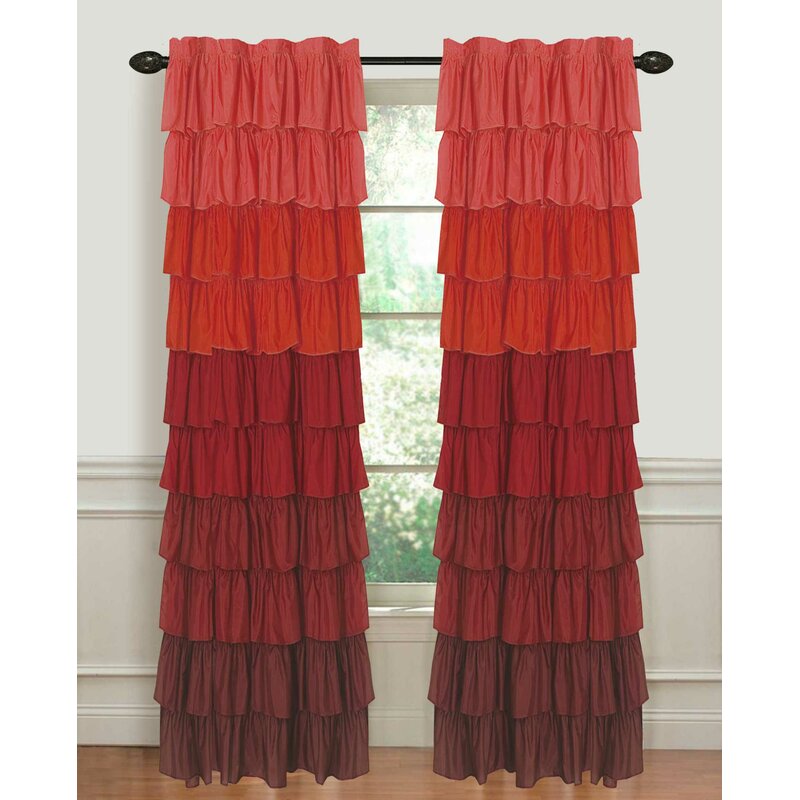 Garza Flamenco Room Darkening Rod Pocket Single Curtain Panel (Set of 2)