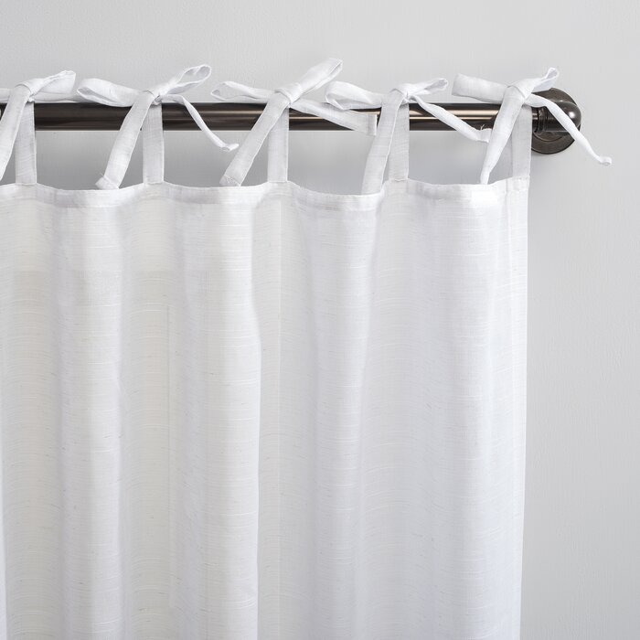 50" W x 63" L Gavin Slub Textured Linen Blend Sheer Tie Top Curtain Panel, (Set of 2)