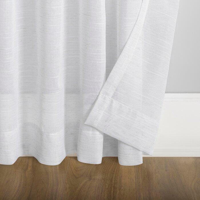 50" W x 63" L Gavin Slub Textured Linen Blend Sheer Tie Top Curtain Panel, (Set of 2)