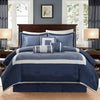 Queen Comforter + 6 Additional Pieces Navy/Blue Gray Faux Suede Genevieve 7 Piece Comforter Set