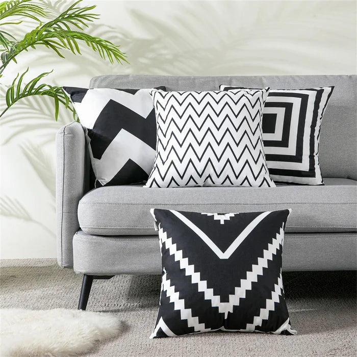 Black/White Geoff Outdoor Square Pillow Cover (Set of 4)