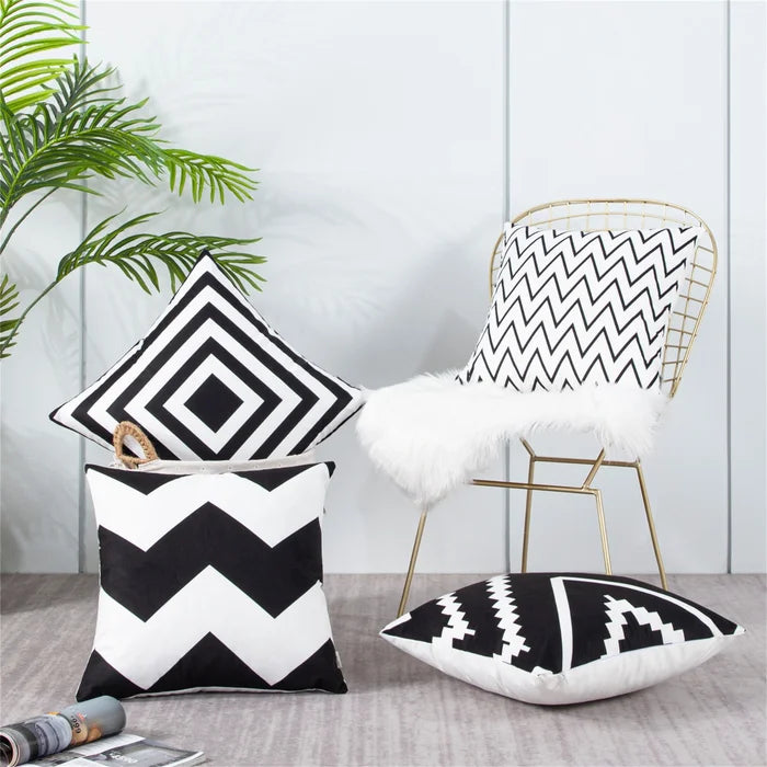 Black/White Geoff Outdoor Square Pillow Cover (Set of 4)