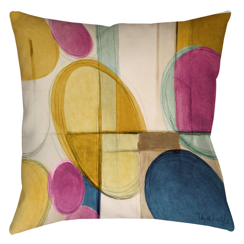 16" H x 16" W x 4" D Yellow/Blue/Pink Geometric Printed Throw Pillow SC682