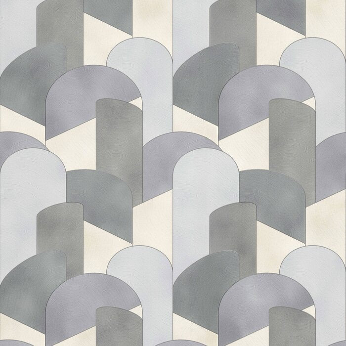 Gray/Silver/Beige Geometric Wallpaper, (3 Rolls)