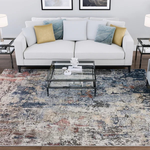 Georgia Abstract Area Rug in Navy/Beige/Gray rectangle 5'3"x7'3"