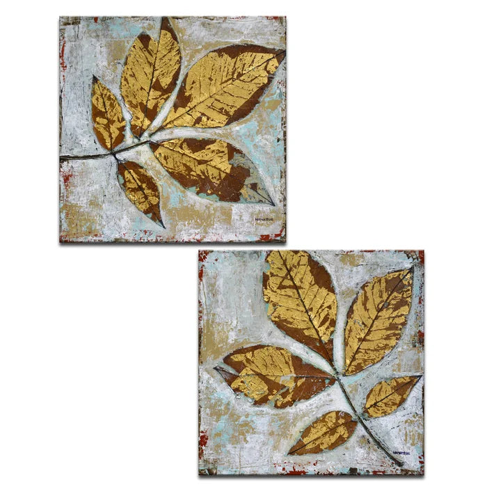 16" H x 32" W x 1.5" D Gilded Autumn Leaves by Norman Wyatt Jr. - 2 Piece Wrapped Canvas