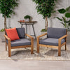 Gillum Outdoor Patio Chair with Cushion, Teak/Dark Grey -SINGLE CHAIR (#332)
