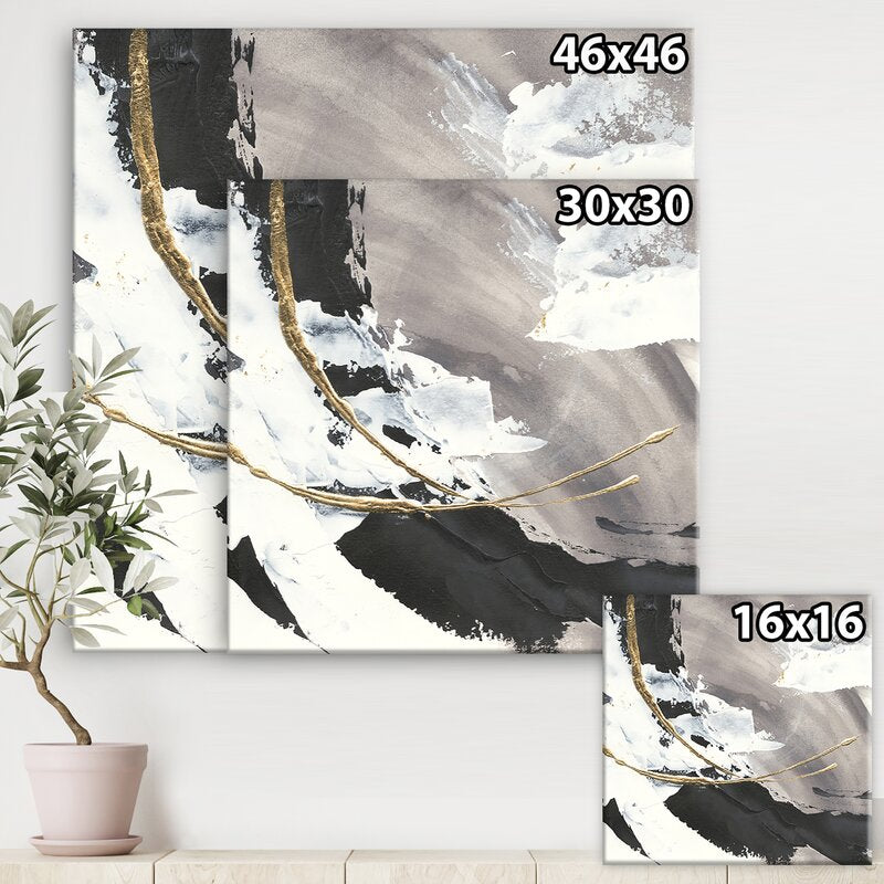 46" H x 46" W x 1.5" D Glam Painted Arcs II - Wrapped Canvas Painting
