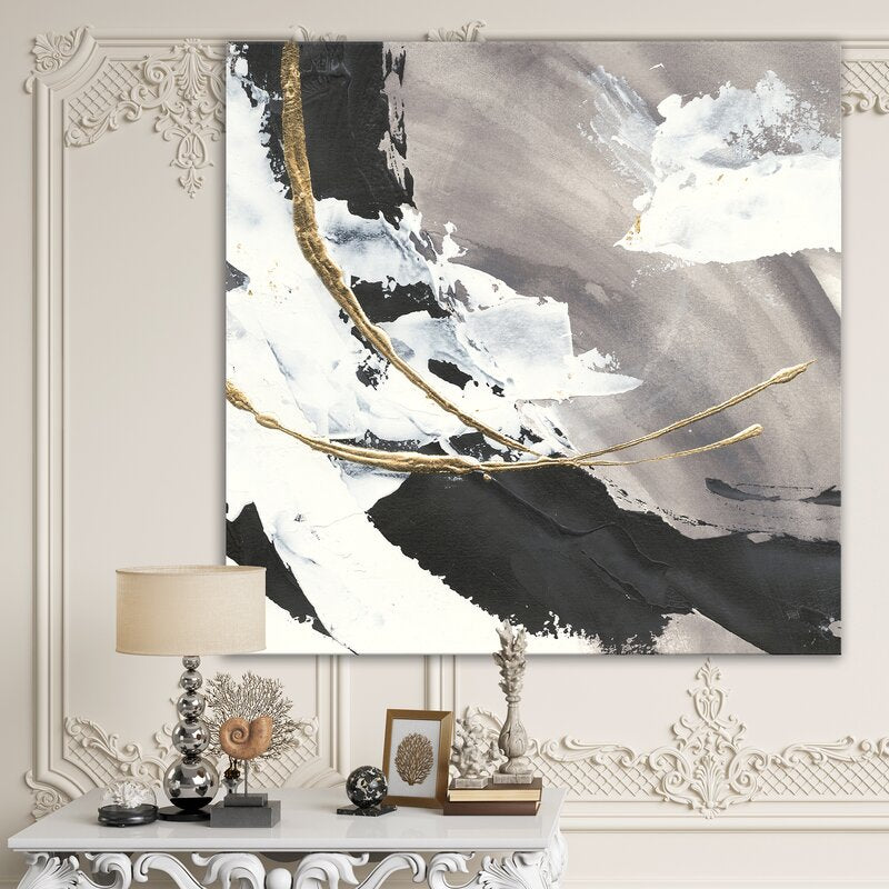 46" H x 46" W x 1.5" D Glam Painted Arcs II - Wrapped Canvas Painting