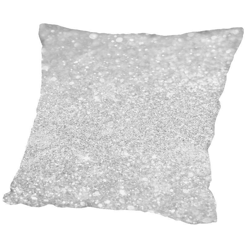 14" H x 14" W x 2" D  Silver Glamour Luxury Square Throw Pillow SC136