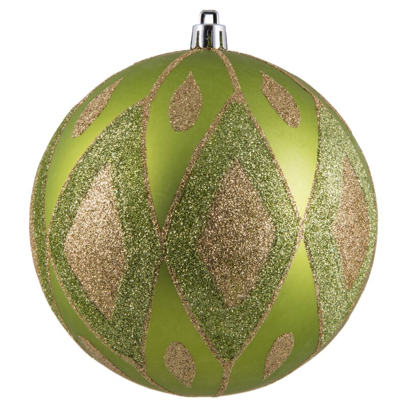 4.75" H x 4.75" W x 4.75" D Lime Glitter Diamond Ball Ornament (Set of 4)