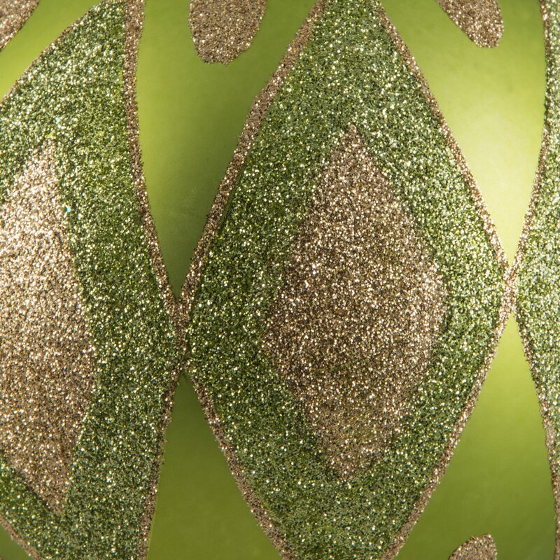 4.75" H x 4.75" W x 4.75" D Lime Glitter Diamond Ball Ornament (Set of 4)