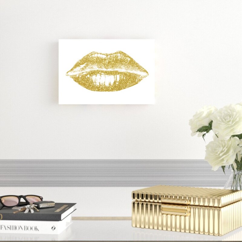 8" H x 12" W x 1.25" D Glitter Lips II by Studio W - Wrapped Canvas Painting CYB361