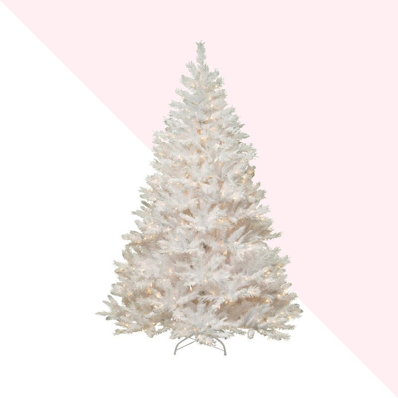 4.5' H Glittery White Artificial Fir Christmas Tree with Lights