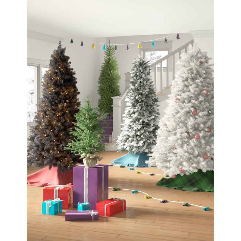 4.5' H Glittery White Artificial Fir Christmas Tree with Lights