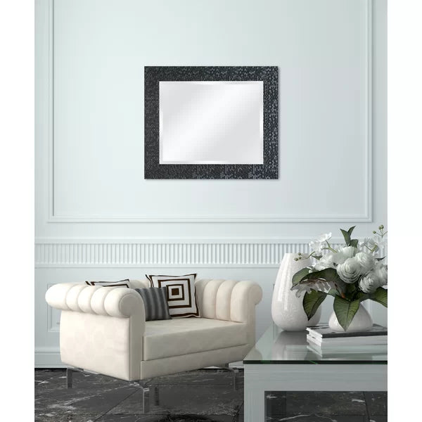 28" x 22" Black Godley Modern and Contemporary Beveled Bathroom/Vanity Mirror - SET OF 2