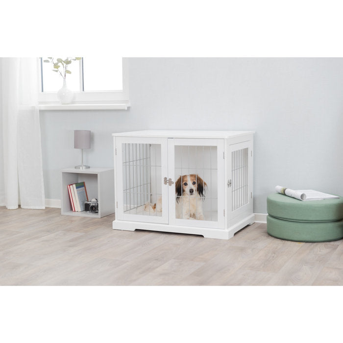 22" H x 21.5" W x 30" D White Goetz Furniture Style Pet Crate