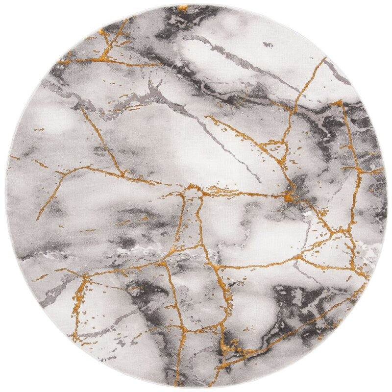 Coupland Abstract Gray/Gold Area Rug KRUG016