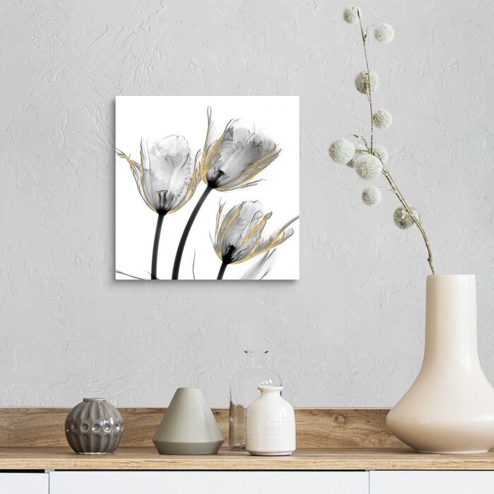 12" H x 12" W x 1.25" D Gold Embellished Tulips 2 by Albert Koetsier Painting on Canvas