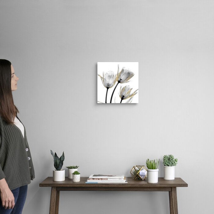 12" H x 12" W x 1.25" D Gold Embellished Tulips 2 by Albert Koetsier Painting on Canvas