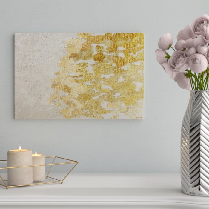 'Gold vs. Platinum Abstract Art' on Wrapped Canvas - 36" x 24" (#K2590)