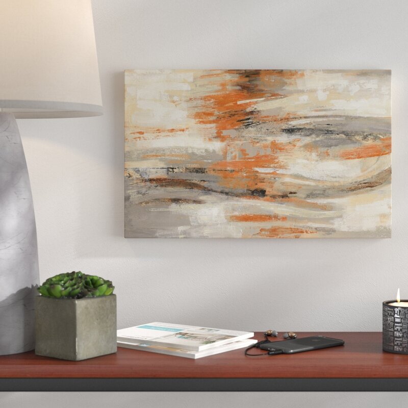 'Golden Dust Orange' Acrylic Painting Print on Wrapped Canvas MG569