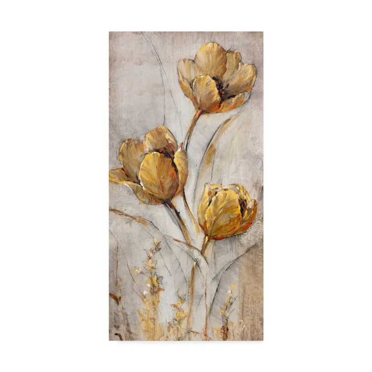 24" H x 12" W x 2" D Golden Poppies On Taupe I by Timothy O' Toole - Wrapped Canvas Print