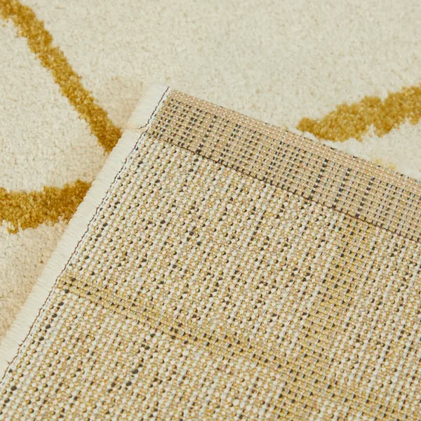 Goodrow Abstract Area Rug in Mustard/Cream rectangle 5'3"x7'