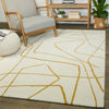 Goodrow Abstract Area Rug in Mustard/Cream rectangle 5'3